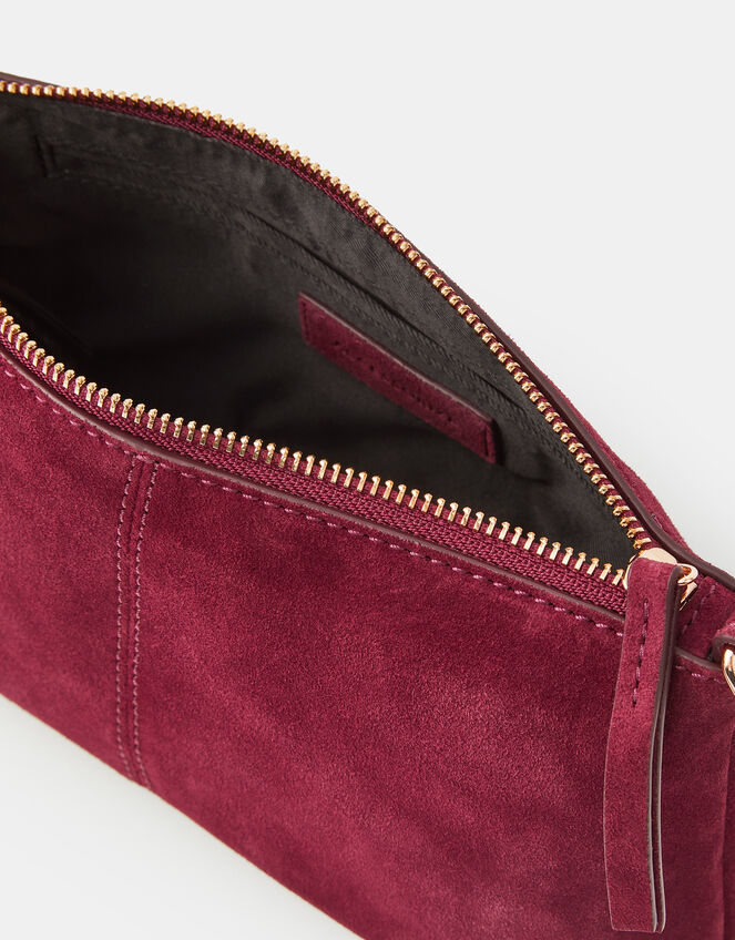 Leather Crossbody Handbag, Red (BURGUNDY), large
