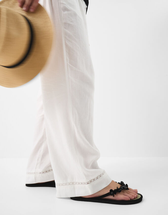 Sequin Embellished Seagrass Flip Flops, Black (BLACK), large