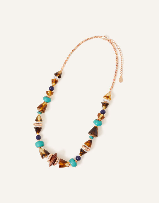 Eclectic Mixed Shape Beaded Necklace, , large