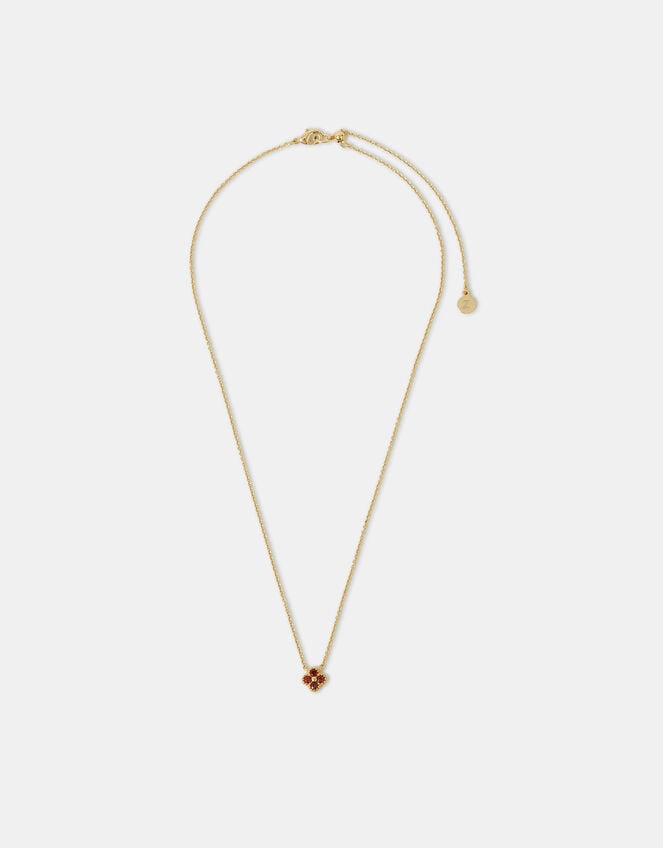 14ct Gold-Plated Birthstone Flower Pendant Necklace, Gold (GOLD), large