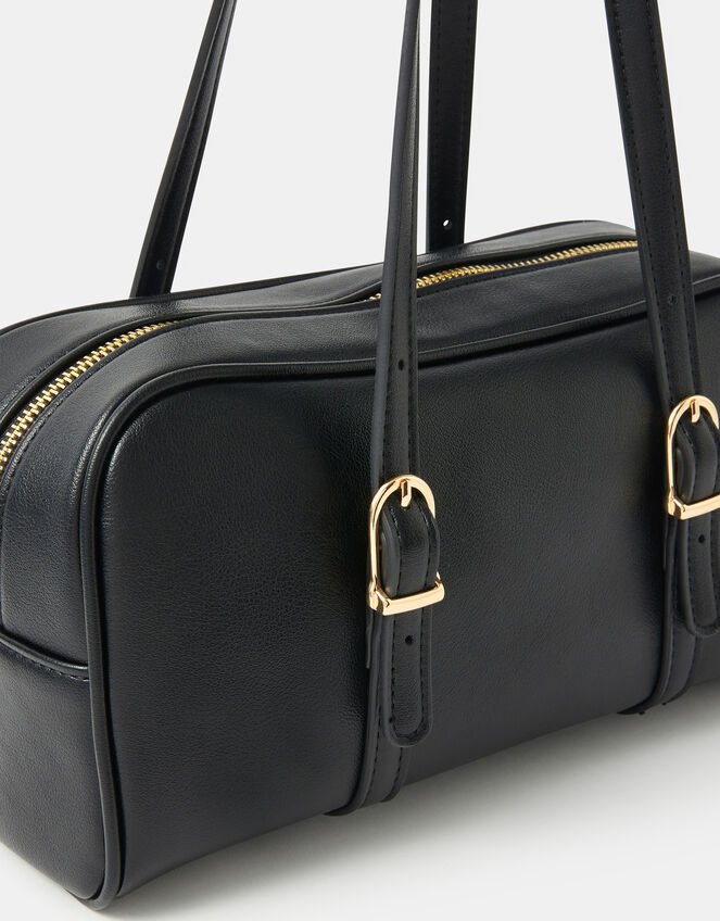 Buckle Strap Bowler Bag, Black (BLACK), large