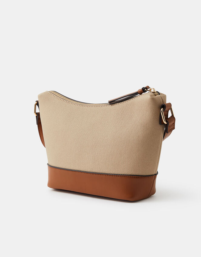 Two Tone Canvas Crossbody Bag, , large