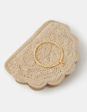 Crochet Scallop Ring Handle Bag, , large