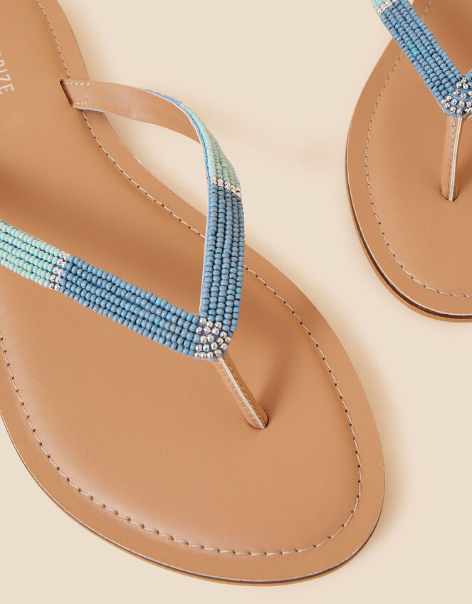 Beaded Flip-Flops, Blue (BLUE), large