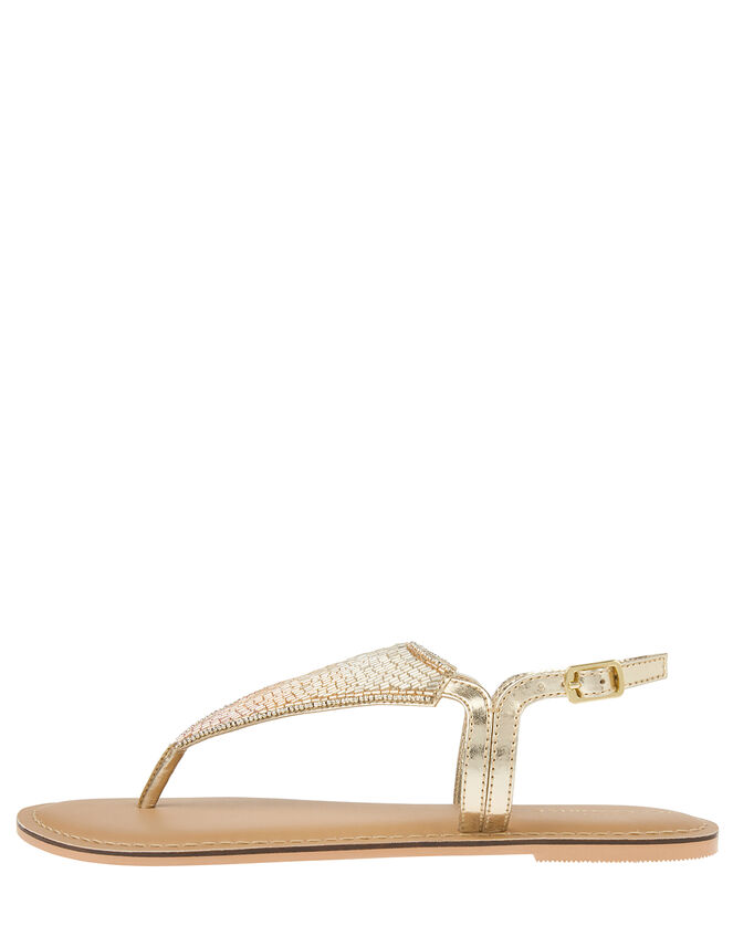 Tahiti Beaded Sandals, Gold (GOLD), large
