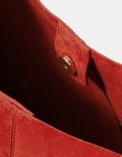 Slouchy Knot Leather Shoulder Bag, Orange (ORANGE), large