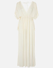 Metallic Maxi Kaftan Dress, Cream (CREAM), large