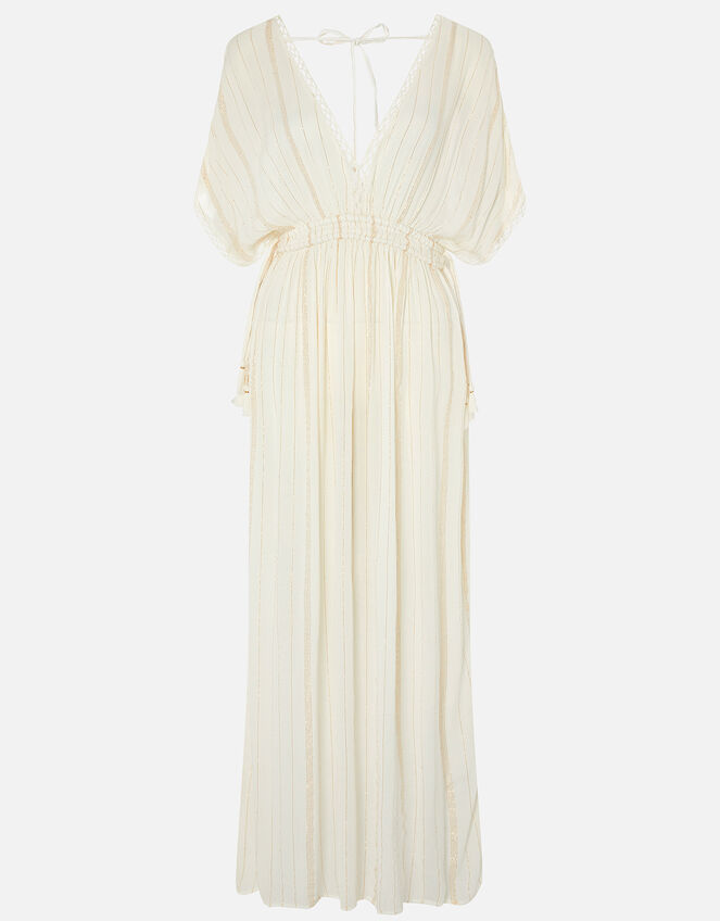 Metallic Maxi Kaftan Dress, Cream (CREAM), large