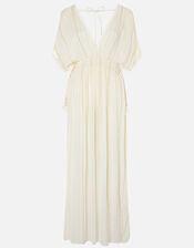 Metallic Maxi Kaftan Dress, Cream (CREAM), large