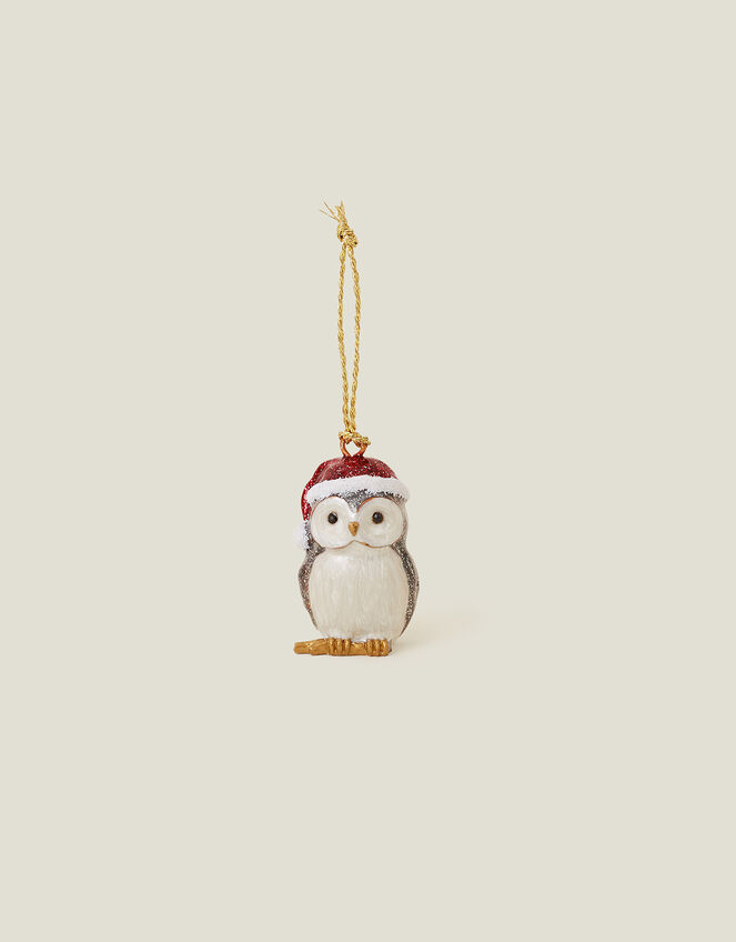 Enamel Santa Owl Hanging Decoration, , large