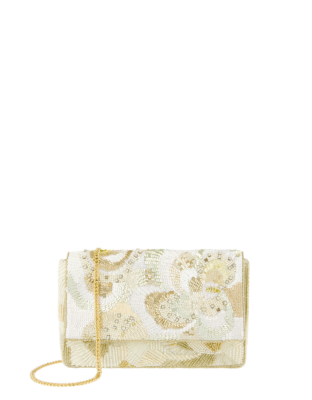 floral embellished clutch bag