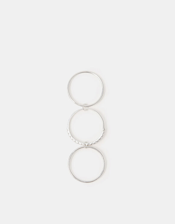 Sterling Silver Triple Band Ring, Silver (ST SILVER), large