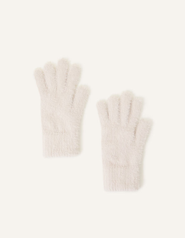 Super-Stretch Fluffy Knit Gloves, Natural (NATURAL), large