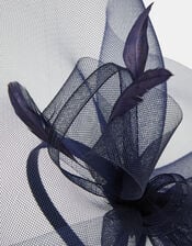 Large Crin Fascinator, Blue (NAVY), large