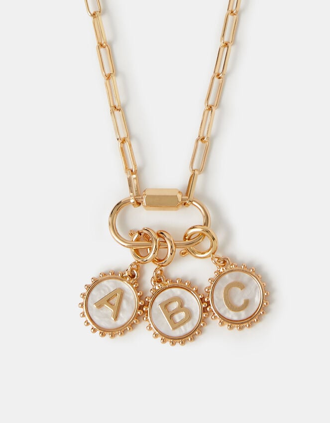 Initial Pearl Coin Jewellery Charm , Gold (GOLD), large