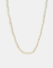 Sterling Silver-Plated Seed Pearl Necklace, , large