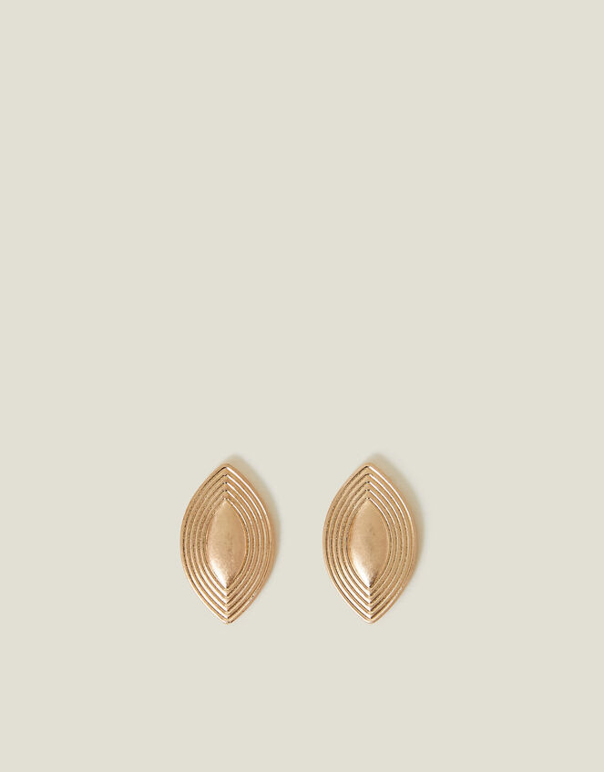 Ribbed Diamond Stud Earrings, Gold (GOLD), large