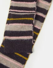 Stripe Knitted Skinny Scarf, , large