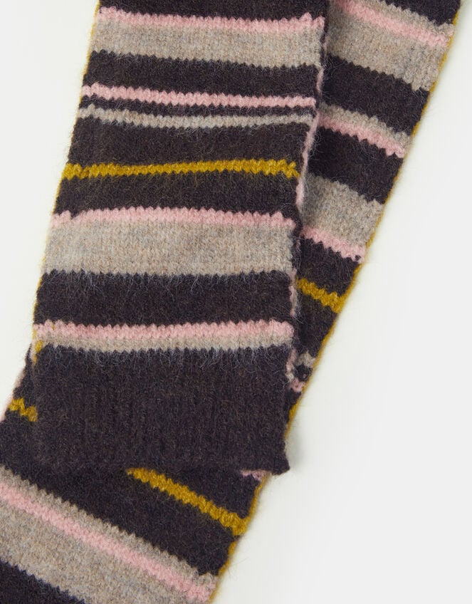 Stripe Knitted Skinny Scarf, , large