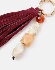 Beaded Suede Tassel Bag Charm, , large