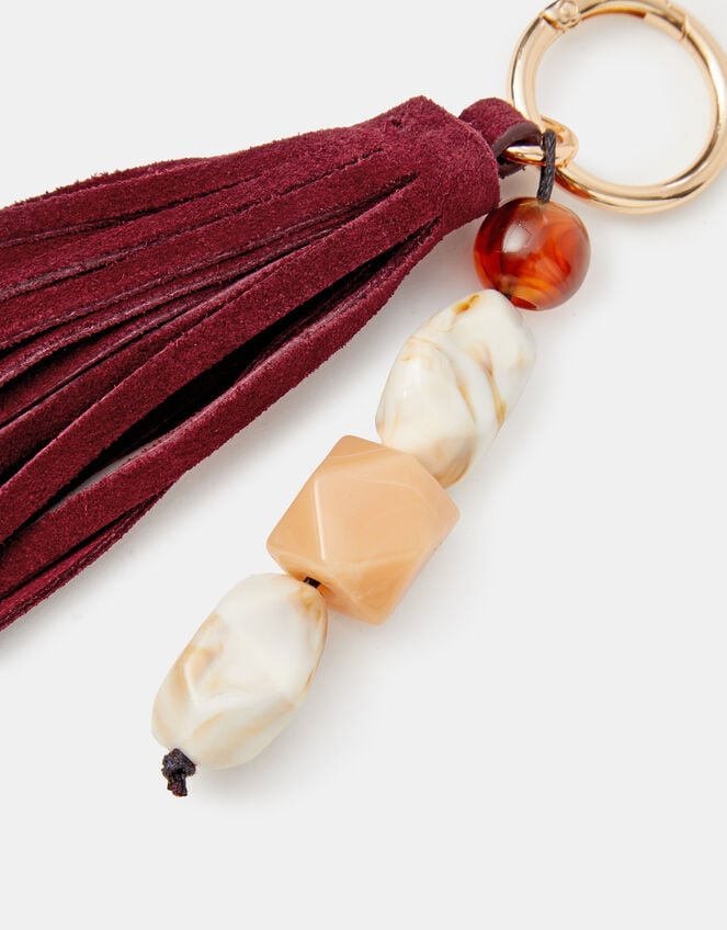 Beaded Suede Tassel Bag Charm, , large