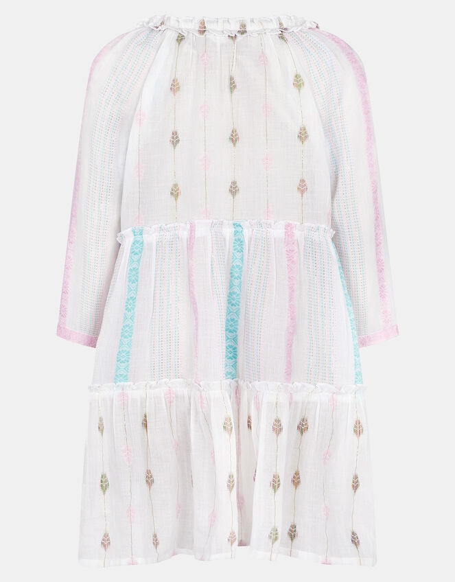 Girls Mini Me Jacquard Dress, White (WHITE), large