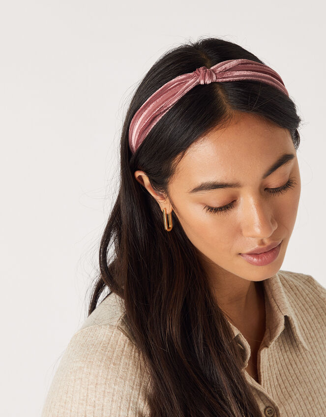 Slim Velvet Knot Headband, Pink (PINK), large