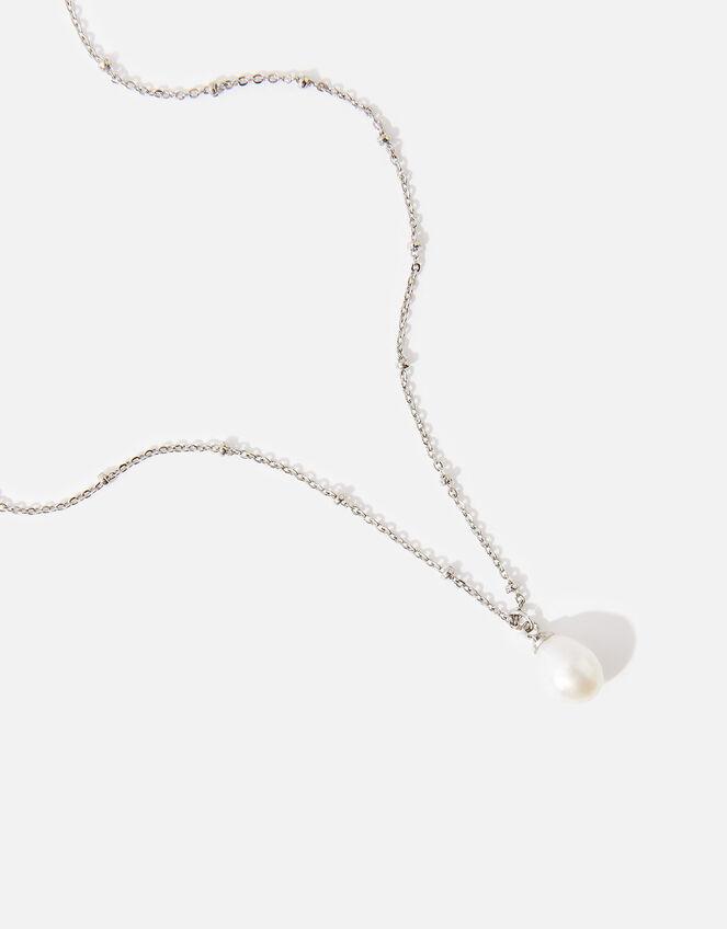 Irregular Pearl Necklace, Silver (SILVER), large