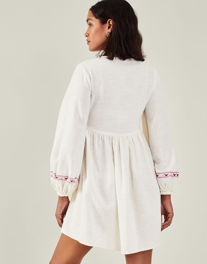 Floral Embroidered Mini Dress, Ivory (IVORY), large