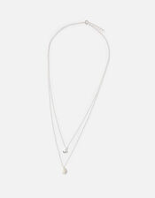Sterling Silver Shell and Pearl Necklace, , large