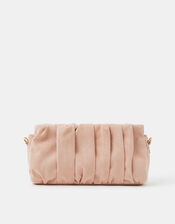 Ruched Faux Suede Clutch Bag, Pink (BLUSH), large