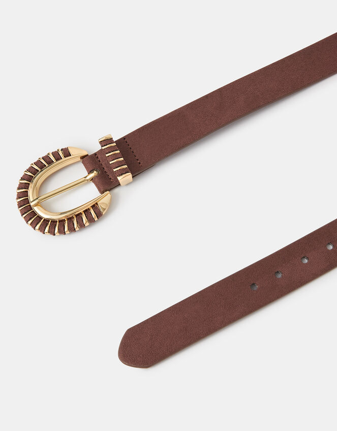Suedette Belt , Brown (CHOCOLATE), large