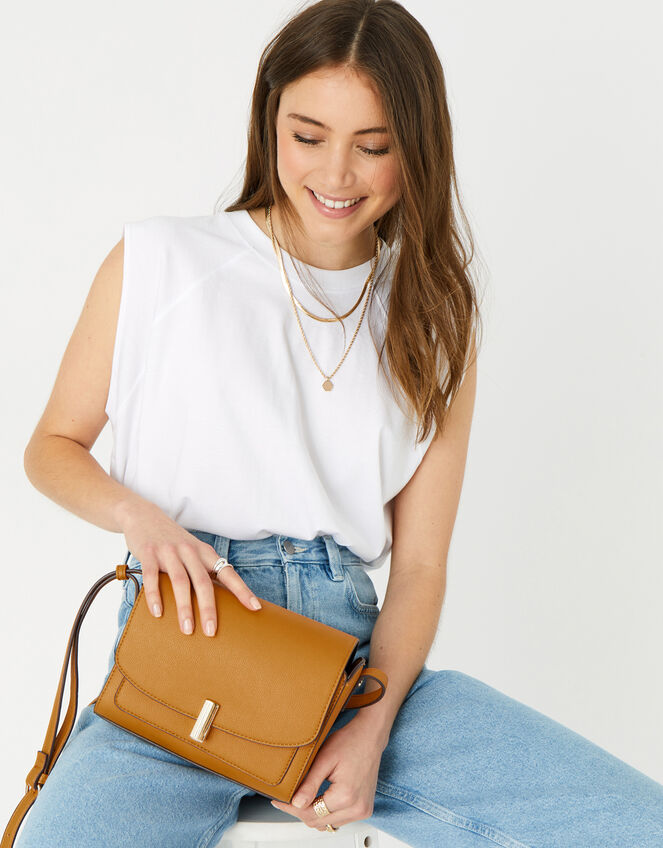 Abigail Turn Lock Cross-Body Bag , Yellow (OCHRE), large