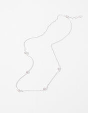 Sterling Silver Crystal Station Necklace, , large