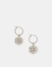 Beaded Snowflake Charm Hoop Earrings, , large