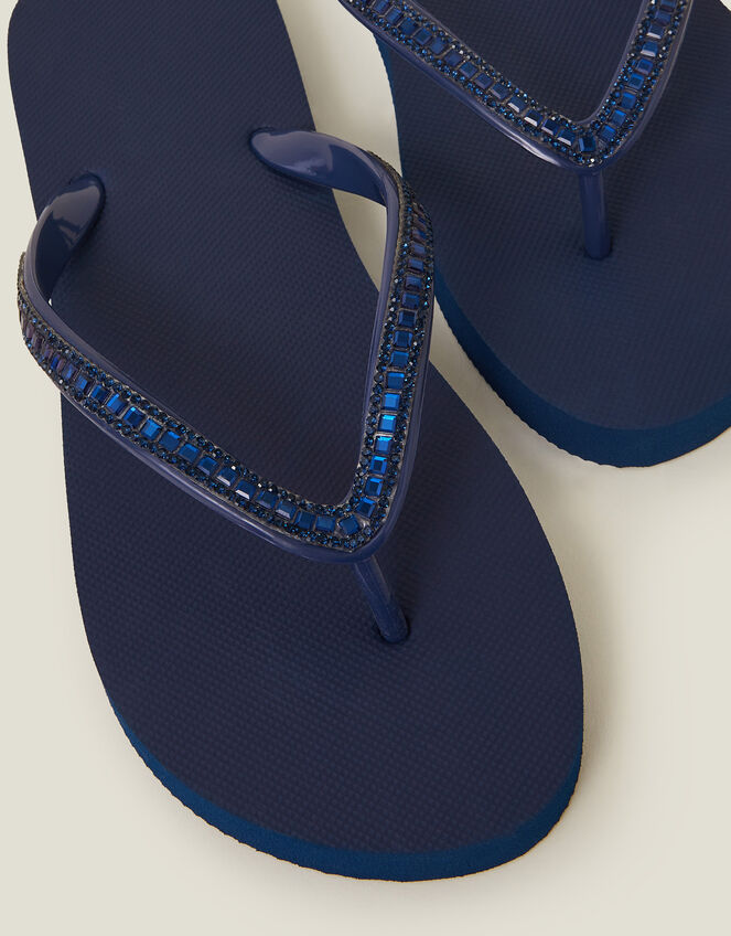 Gemstone Flip Flops, Blue (NAVY), large