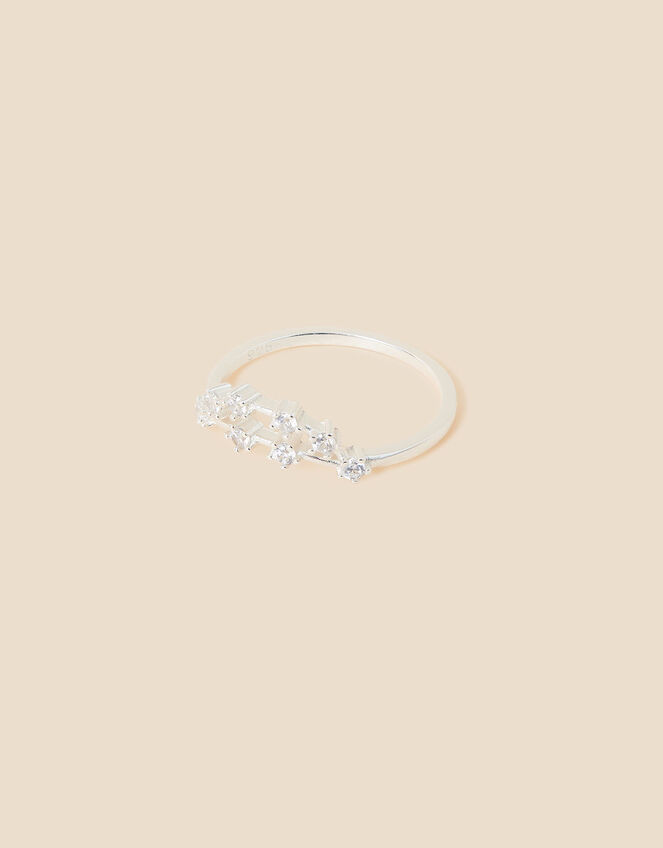 Recycled Sterling Silver Sparkly Constellation Capricorn Ring, White (ST CRYSTAL), large