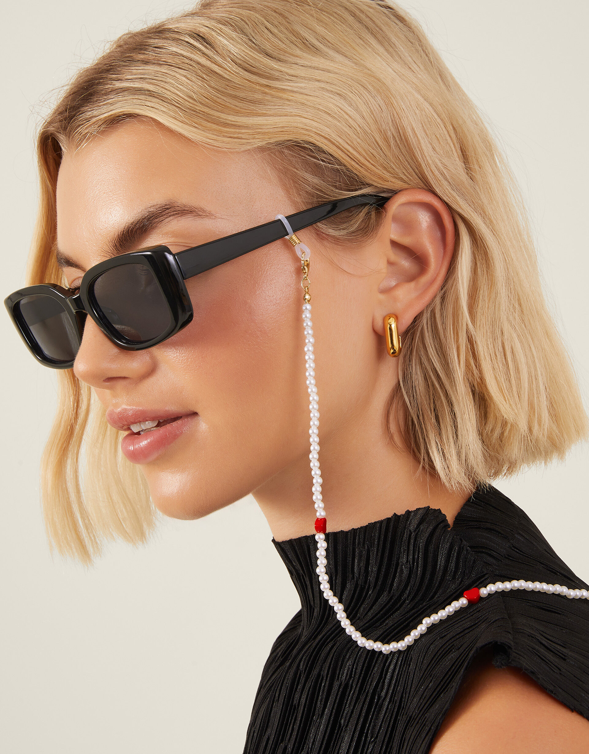 Heart Pearl Beaded Sunglasses Chain