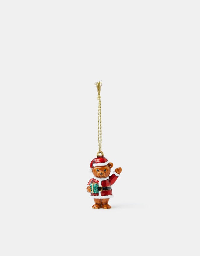 Santa Teddy Enamel Christmas Tree Decoration, , large
