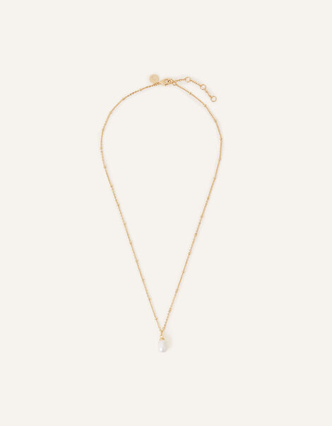 Gold-Plated Irregular Pearl Necklace, Gold (GOLD), large