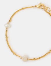 14ct Gold-Plated Pearl Station Bracelet, , large