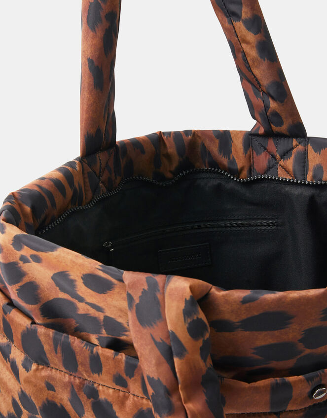 Animal Print Quilted Shopper Bag, , large