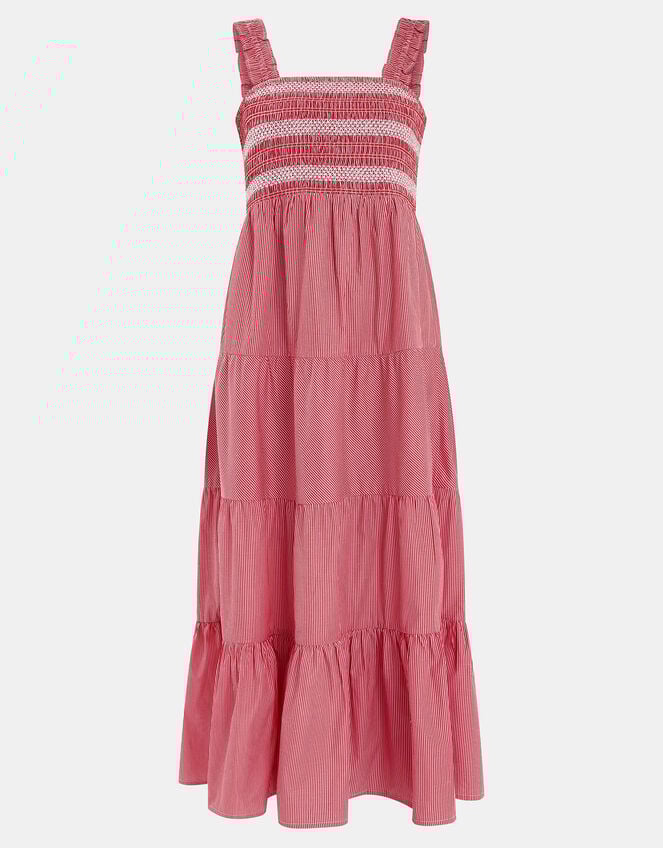 Stripe Smocked Maxi Dress, Red (RED), large