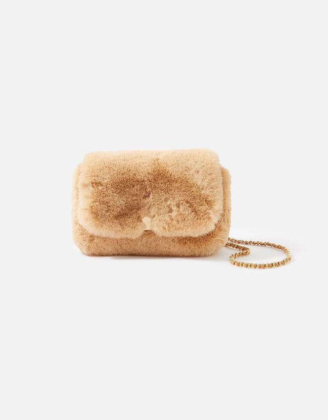 Faux Fur Cross-Body Bag, Camel (CAMEL), large