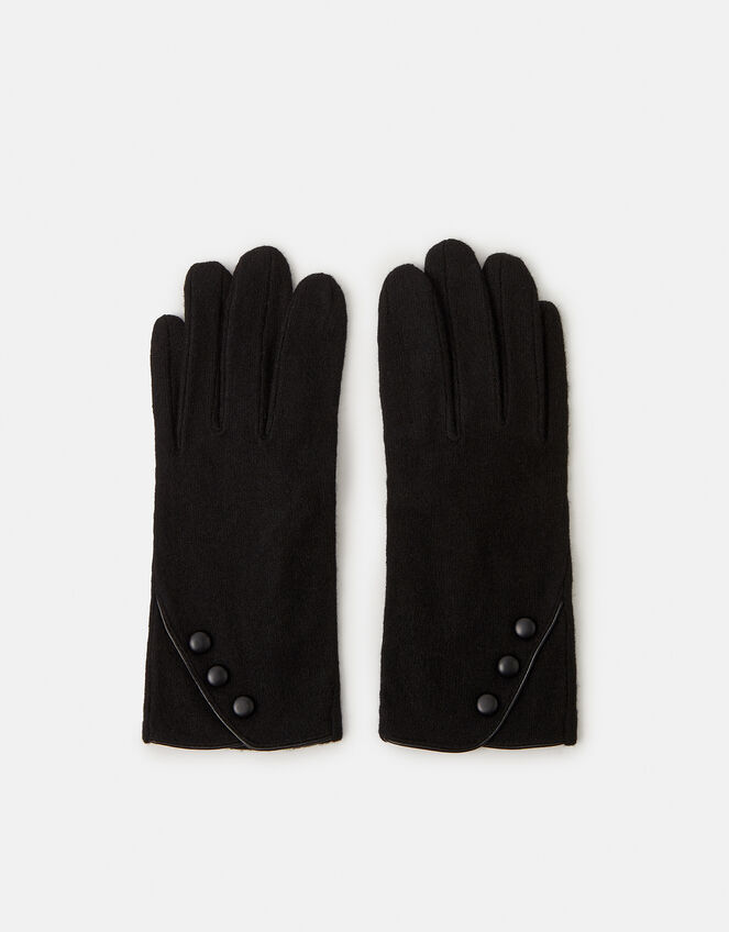 Plain Wool Gloves, Black (BLACK), large