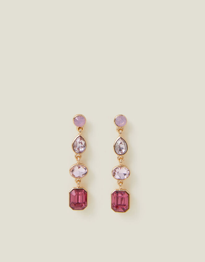 Mix Gemstone Drop Earrings Pink, , large