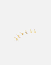 Gold-Plated Sterling Silver Mixed Stud Set, , large