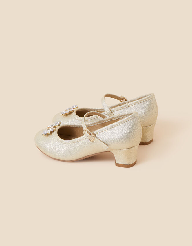 Girls Shimmer Gem Flamenco Shoes, Gold (GOLD), large