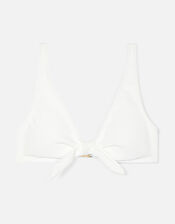 Ribbed Bunny Tie Bikini Top, White (WHITE), large