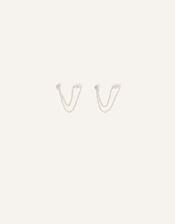 Sterling Silver Sparkle Chain Earrings, , large